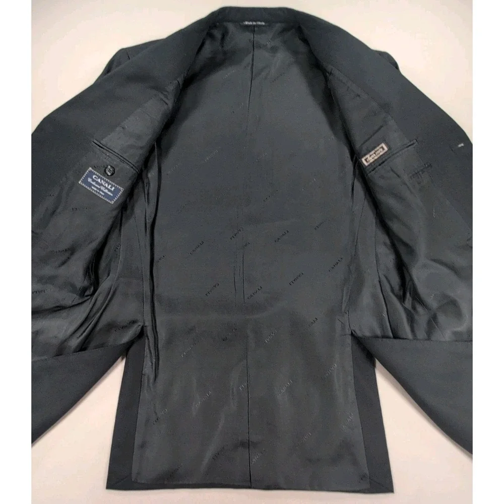 Canali Exclusive Collection Suit Mens 42R Black Super 150s Wool Italy Luxury 2pc